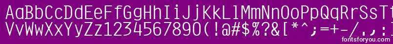 フォントOrator10PitchBt – 紫の背景に白い文字