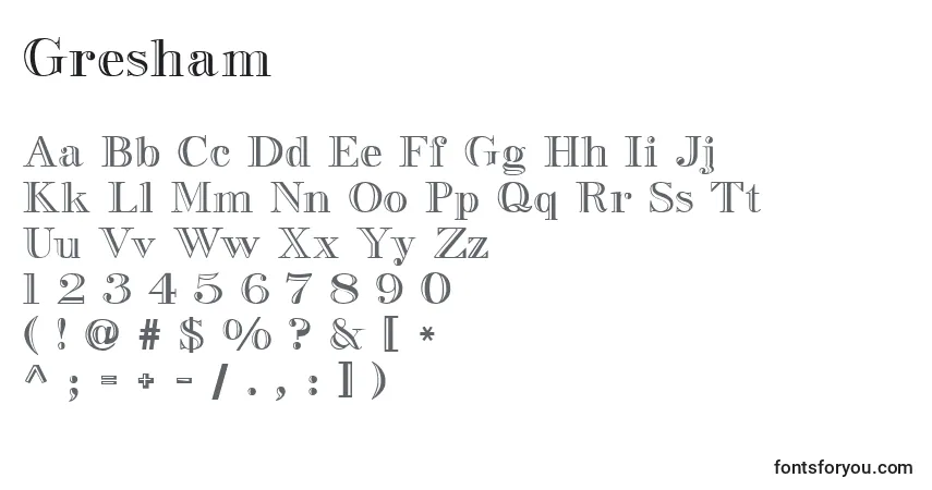 Fuente Gresham - alfabeto, números, caracteres especiales