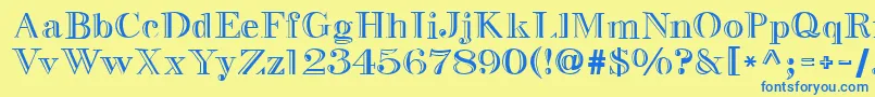 フォントGresham – 青い文字が黄色の背景にあります。