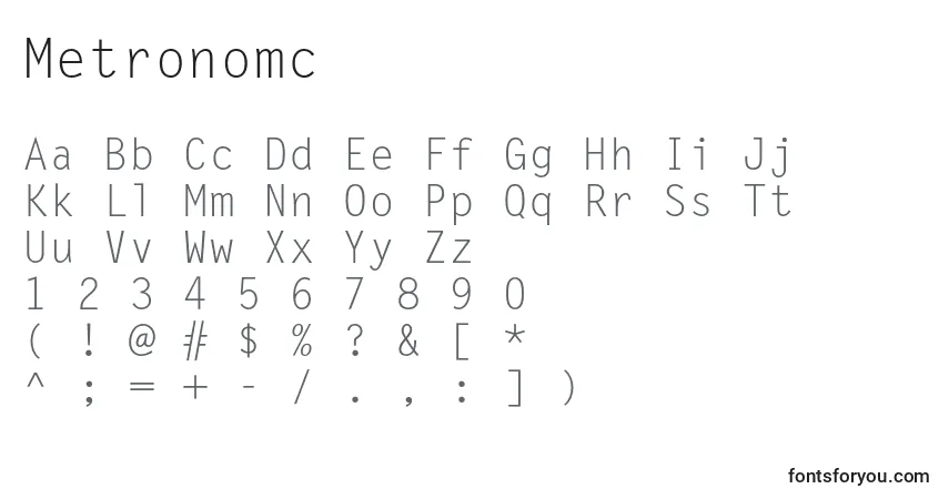 Schriftart Metronomc – Alphabet, Zahlen, spezielle Symbole