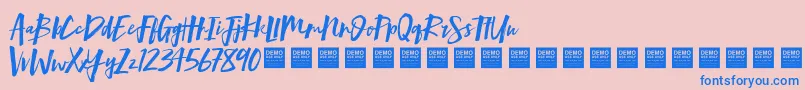 MindRushDemo-Schriftart – Blaue Schriften auf rosa Hintergrund