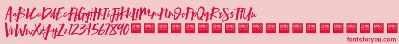 Fonte MindRushDemo – fontes vermelhas em um fundo rosa