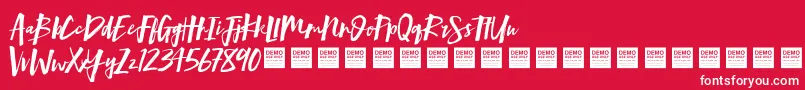 Fonte MindRushDemo – fontes brancas em um fundo vermelho