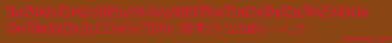 フォントZenturydbBold – 赤い文字が茶色の背景にあります。
