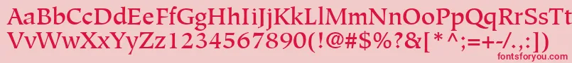 フォントGlossaryMediumSsiMedium – ピンクの背景に赤い文字