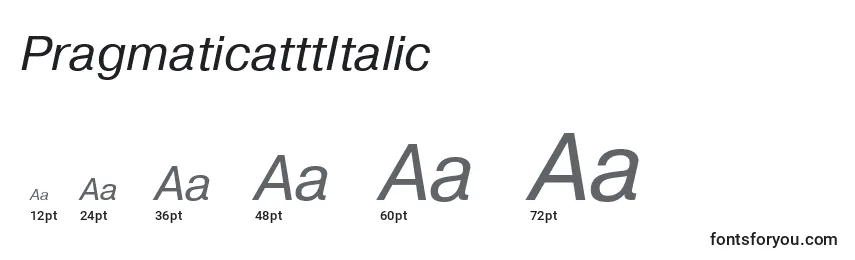 Размеры шрифта PragmaticatttItalic