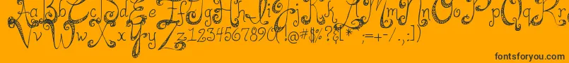 DjbHappilyEverAfter Font – Black Fonts on Orange Background