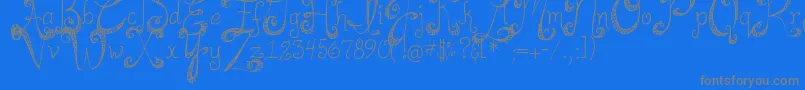 DjbHappilyEverAfter-Schriftart – Graue Schriften auf blauem Hintergrund
