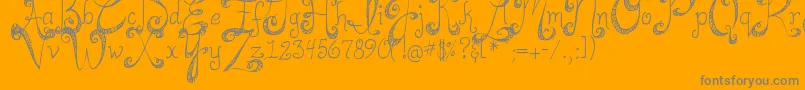Saiba mais sobre a fonte DjbHappilyEverAfter Fonte DjbHappilyEverAfter – fontes cinzas em um fundo laranja