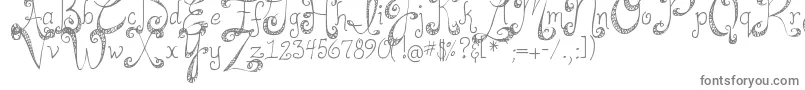 DjbHappilyEverAfter-fontti – harmaat kirjasimet valkoisella taustalla