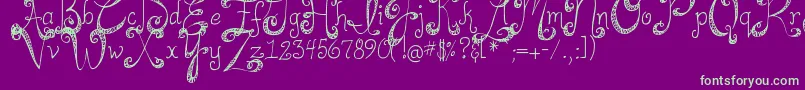 DjbHappilyEverAfter Font – Green Fonts on Purple Background