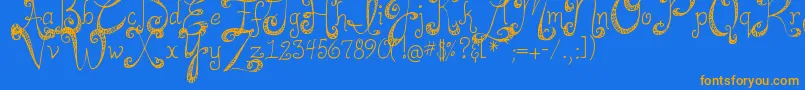 DjbHappilyEverAfter Font – Orange Fonts on Blue Background
