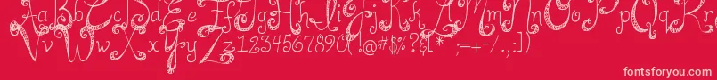 DjbHappilyEverAfter Font – Pink Fonts on Red Background