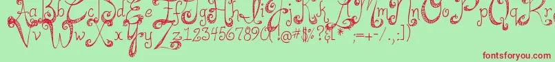 DjbHappilyEverAfter Font – Red Fonts on Green Background