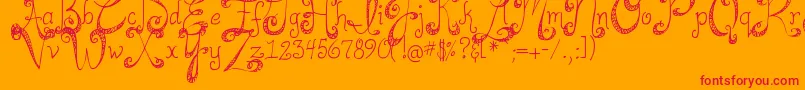 DjbHappilyEverAfter Font – Red Fonts on Orange Background