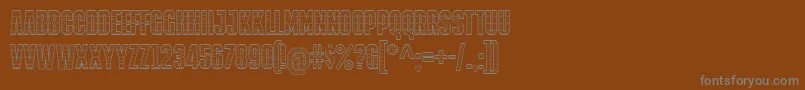 IronManOfWar001aNcv-fontti – harmaat kirjasimet ruskealla taustalla
