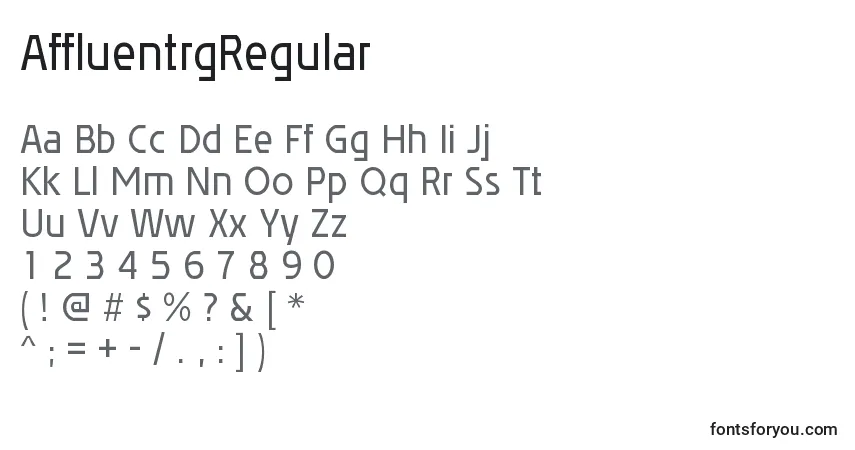 Шрифт AffluentrgRegular – алфавит, цифры, специальные символы