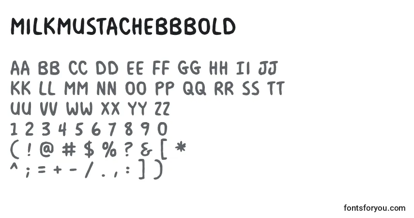 Schriftart MilkmustachebbBold – Alphabet, Zahlen, spezielle Symbole
