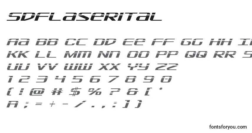 A fonte Sdflaserital – alfabeto, números, caracteres especiais
