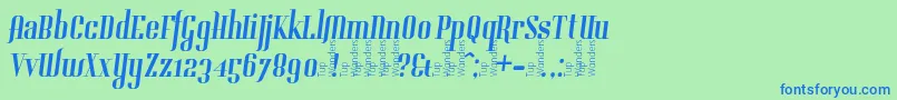 フォントGladifilthefte – 青い文字は緑の背景です。