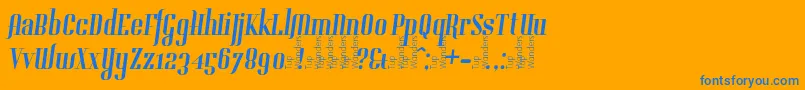 Gladifilthefte-Schriftart – Blaue Schriften auf orangefarbenem Hintergrund