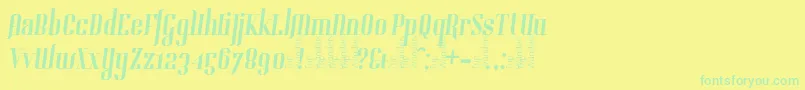 フォントGladifilthefte – 黄色い背景に緑の文字