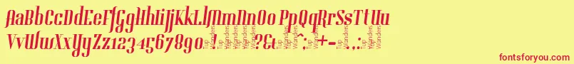Gladifilthefte Font – Red Fonts on Yellow Background