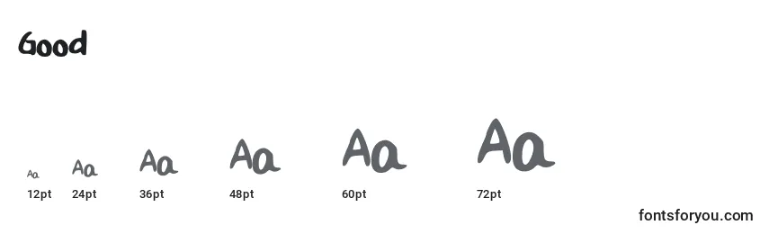 Größen der Schriftart Good