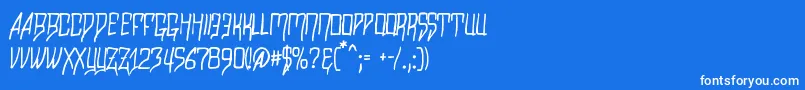 Razalgur-Schriftart – Weiße Schriften auf blauem Hintergrund