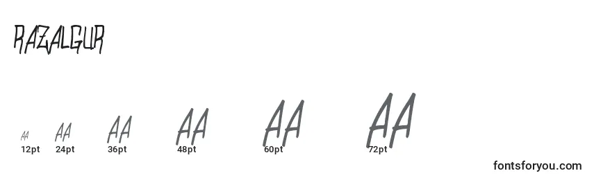 Размеры шрифта Razalgur