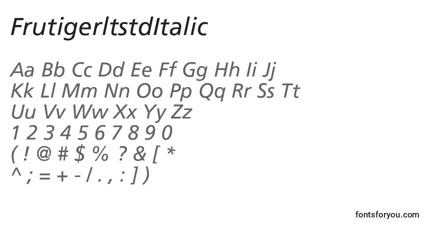 FrutigerltstdItalic Font – alphabet, numbers, special characters