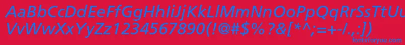 FrutigerltstdItalic Font – Blue Fonts on Red Background