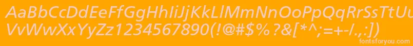 FrutigerltstdItalic-Schriftart – Rosa Schriften auf orangefarbenem Hintergrund
