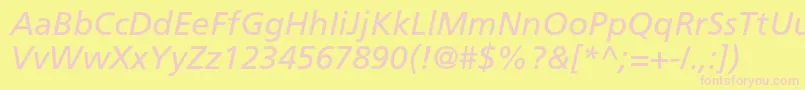 FrutigerltstdItalic Font – Pink Fonts on Yellow Background