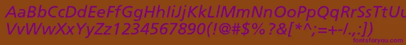 FrutigerltstdItalic Font – Purple Fonts on Brown Background