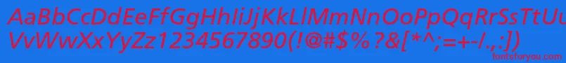 フォントFrutigerltstdItalic – 赤い文字の青い背景