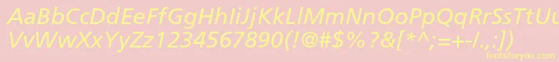 FrutigerltstdItalic Font – Yellow Fonts on Pink Background