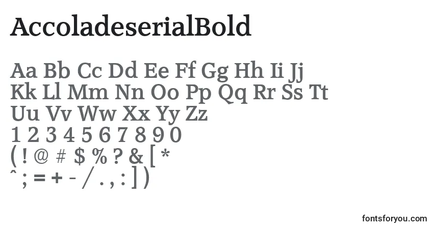 Czcionka AccoladeserialBold – alfabet, cyfry, specjalne znaki