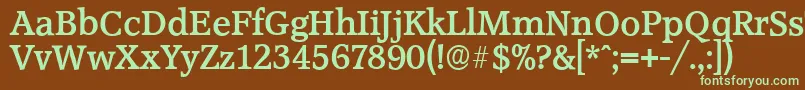 フォントAccoladeserialBold – 緑色の文字が茶色の背景にあります。