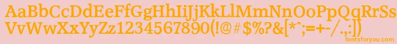 フォントAccoladeserialBold – オレンジの文字がピンクの背景にあります。