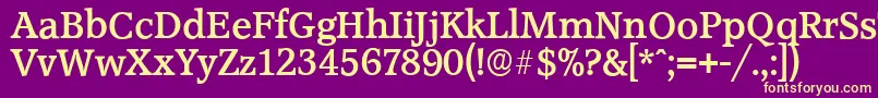 AccoladeserialBold-Schriftart – Gelbe Schriften auf violettem Hintergrund