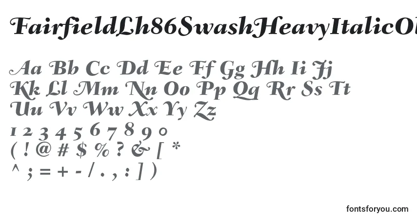 Czcionka FairfieldLh86SwashHeavyItalicOldStyleFigures – alfabet, cyfry, specjalne znaki