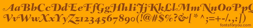 FairfieldLh86SwashHeavyItalicOldStyleFigures-Schriftart – Braune Schriften auf orangefarbenem Hintergrund