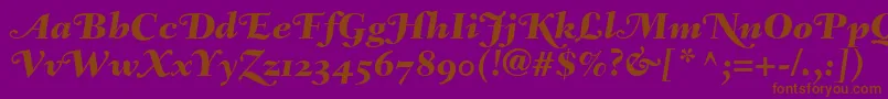 FairfieldLh86SwashHeavyItalicOldStyleFigures-Schriftart – Braune Schriften auf violettem Hintergrund