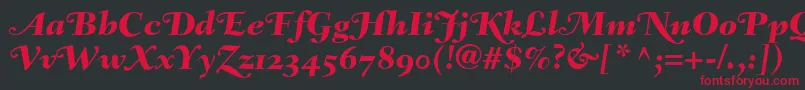 FairfieldLh86SwashHeavyItalicOldStyleFigures Font – Red Fonts on Black Background
