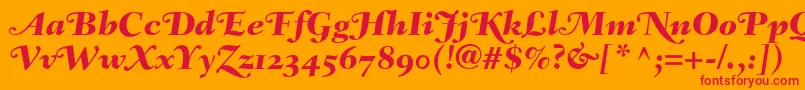 FairfieldLh86SwashHeavyItalicOldStyleFigures Font – Red Fonts on Orange Background