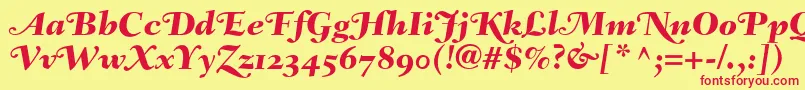 FairfieldLh86SwashHeavyItalicOldStyleFigures Font – Red Fonts on Yellow Background