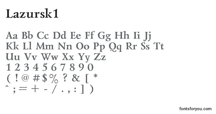 Czcionka Lazursk1 – alfabet, cyfry, specjalne znaki