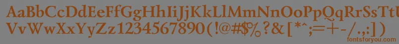 フォントLazursk1 – 茶色の文字が灰色の背景にあります。