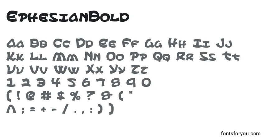 Шрифт EphesianBold – алфавит, цифры, специальные символы